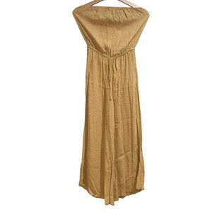 Blue Life Strapless Wide Leg Jumpsuit Yellow Polkadots Size Small Womens Cropped